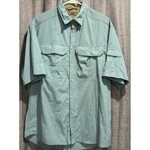 REI Men's Med Blue SS Vented UPF 40+ Hiking button down Shirt Vent Flap‎ Pockets